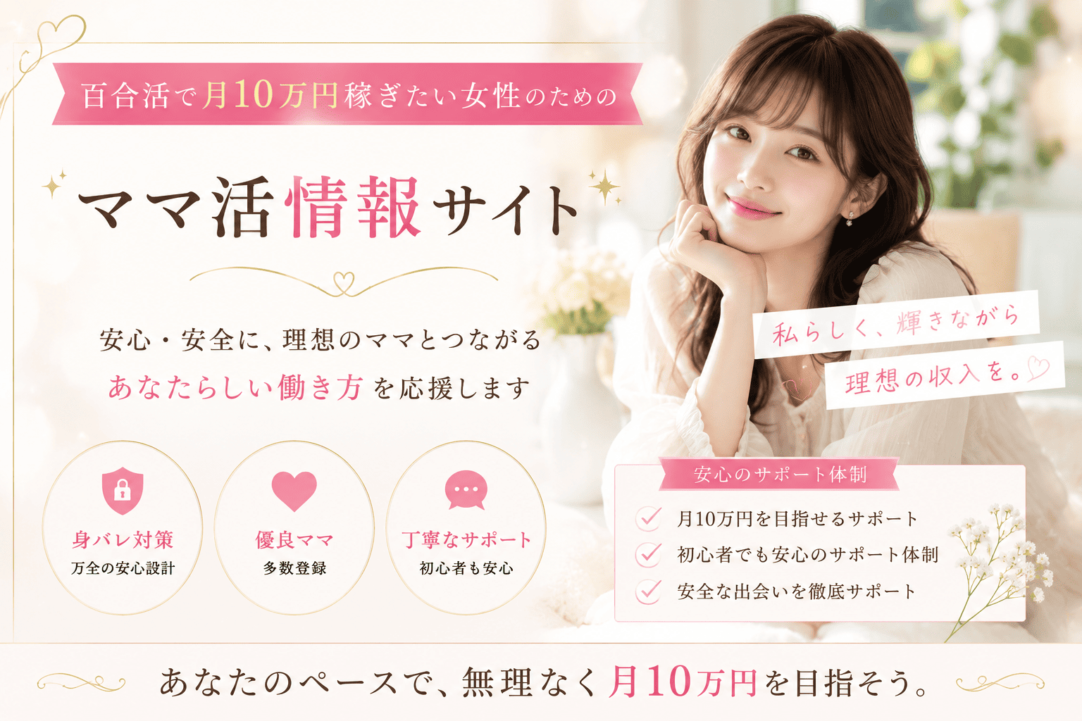 百合活で月10万円稼ぎたい女性のためのママ活情報サイト